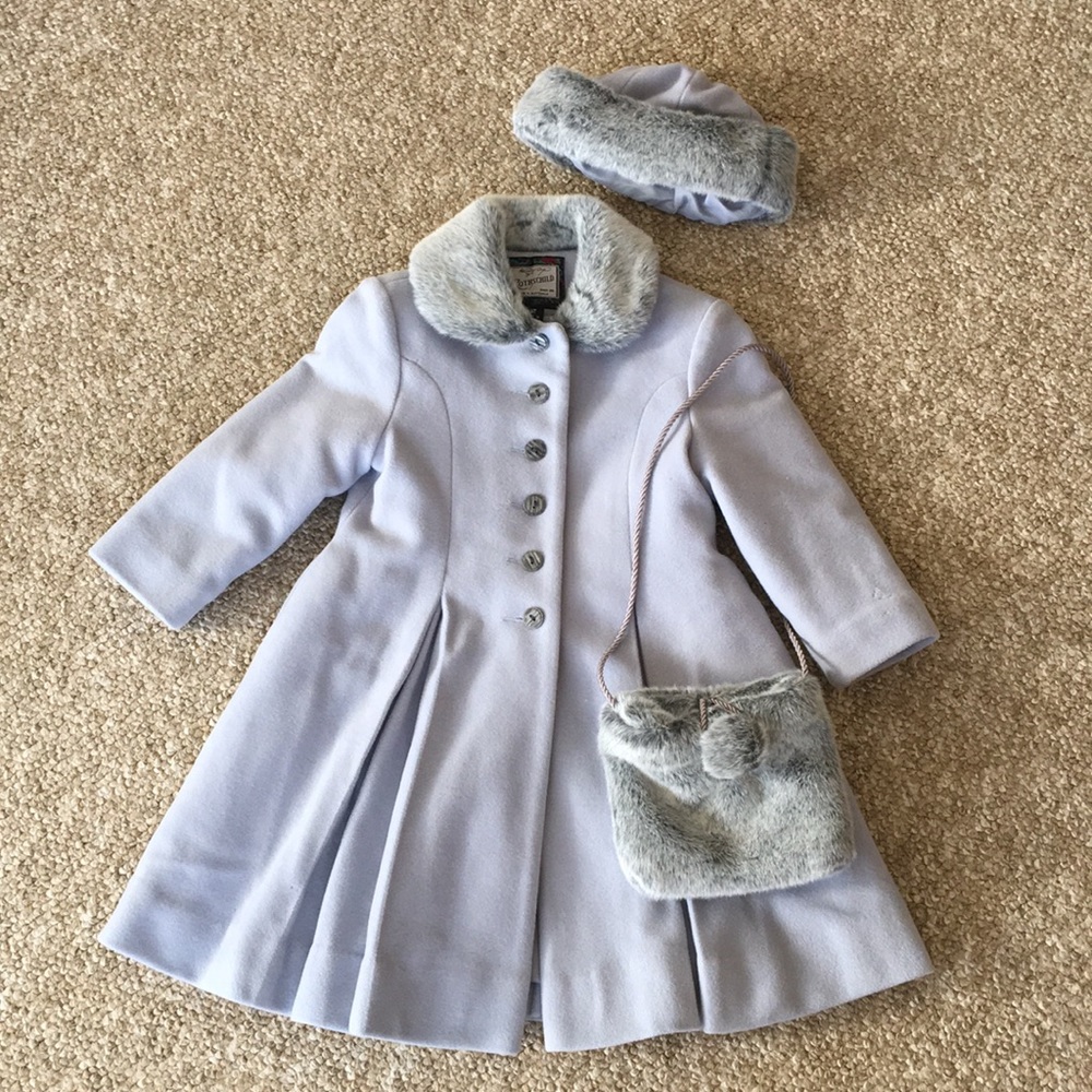 Vintage Rothschild Frost Blue Wool Dress Coat Set